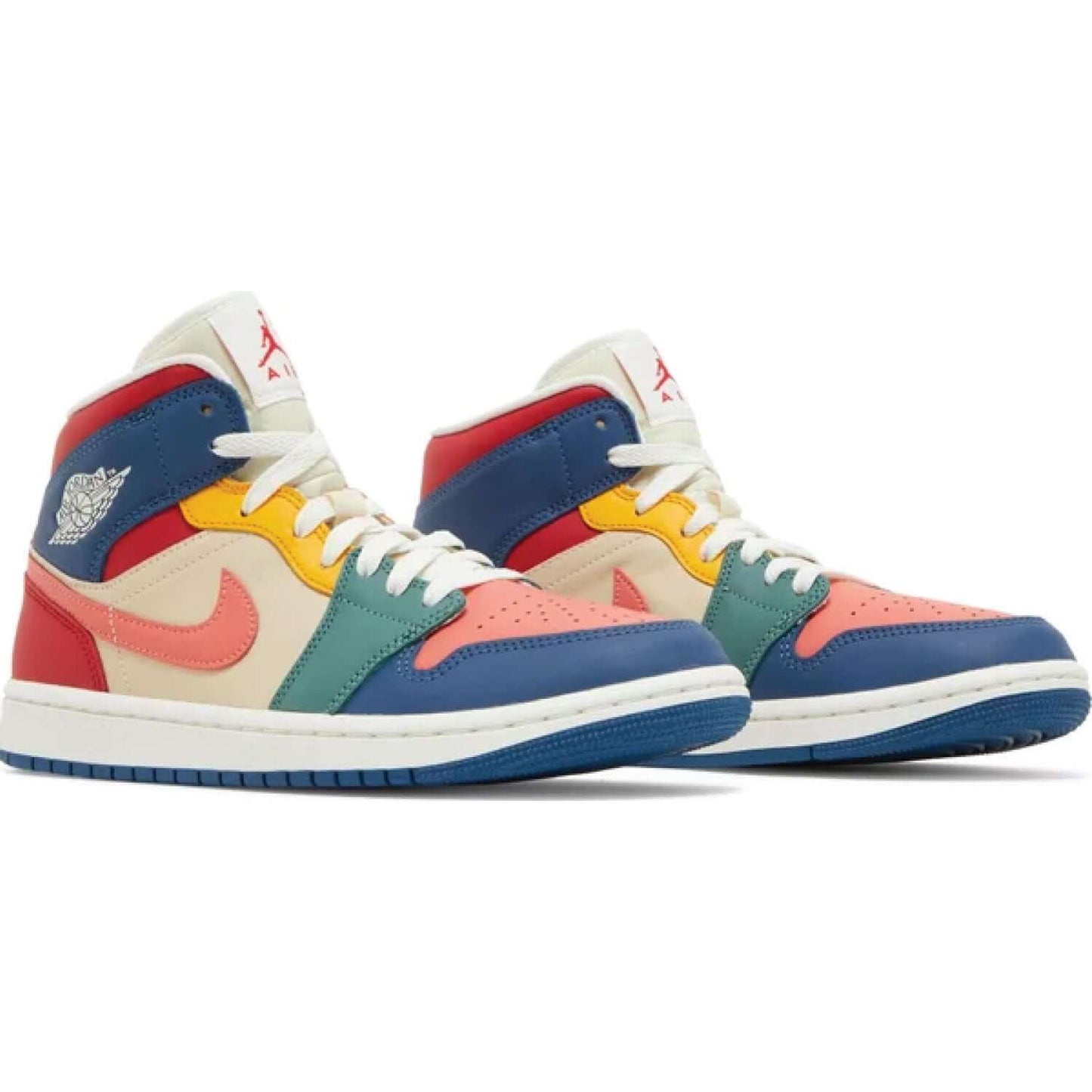 This is the pair of Wmns Air Jordan 1 Mid SE 'Multi-Color'. Describe the beauty of Multi Color.