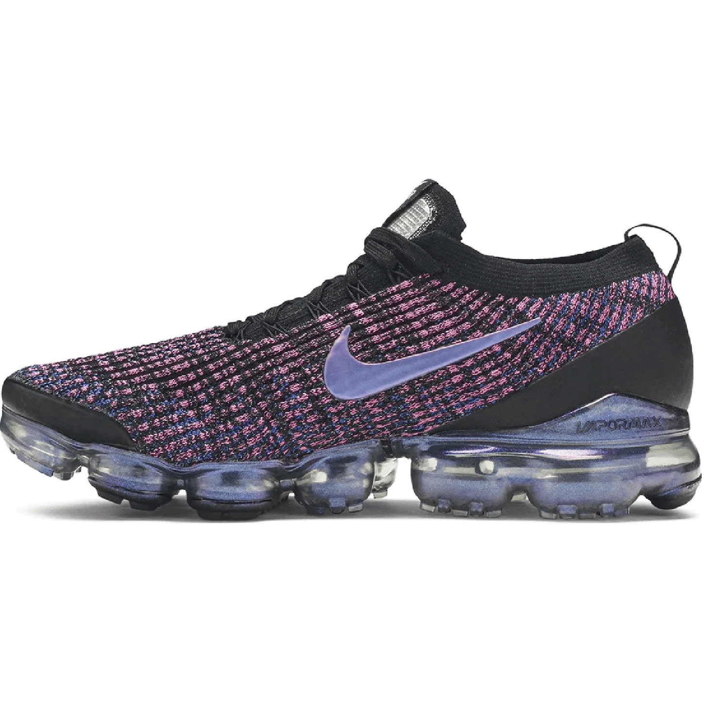 There is showing the logo of nike in Air VaporMax Flyknit 3 Laser Fuchsia