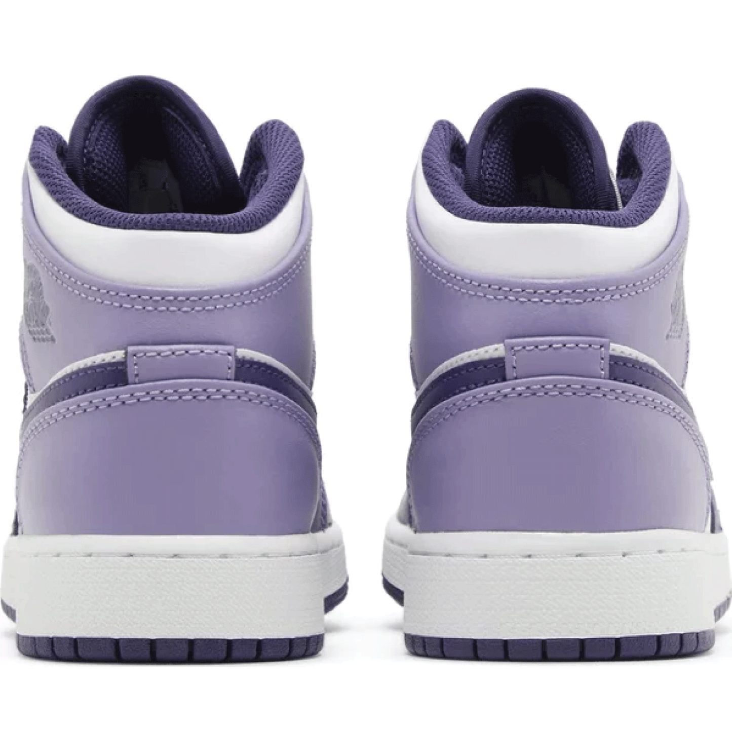 This is the back side shoe of Air Jordan 1 Mid GS 'Sky J Purple'
