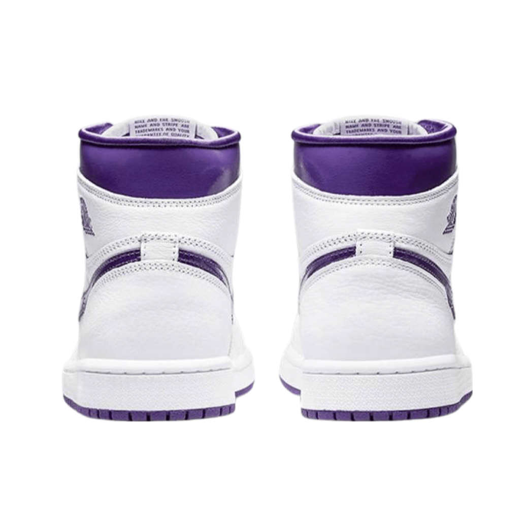 jordan 1 court purple , air jordan 1 , jordan ones , Air Jordan 1 Retro High OG , White & Court Purple , premium leather , Nike Swoosh , Air Jordan wings logo , high-top design cushioned midsole rubber outsole , sneakerhead , Michael Jordan legacy
