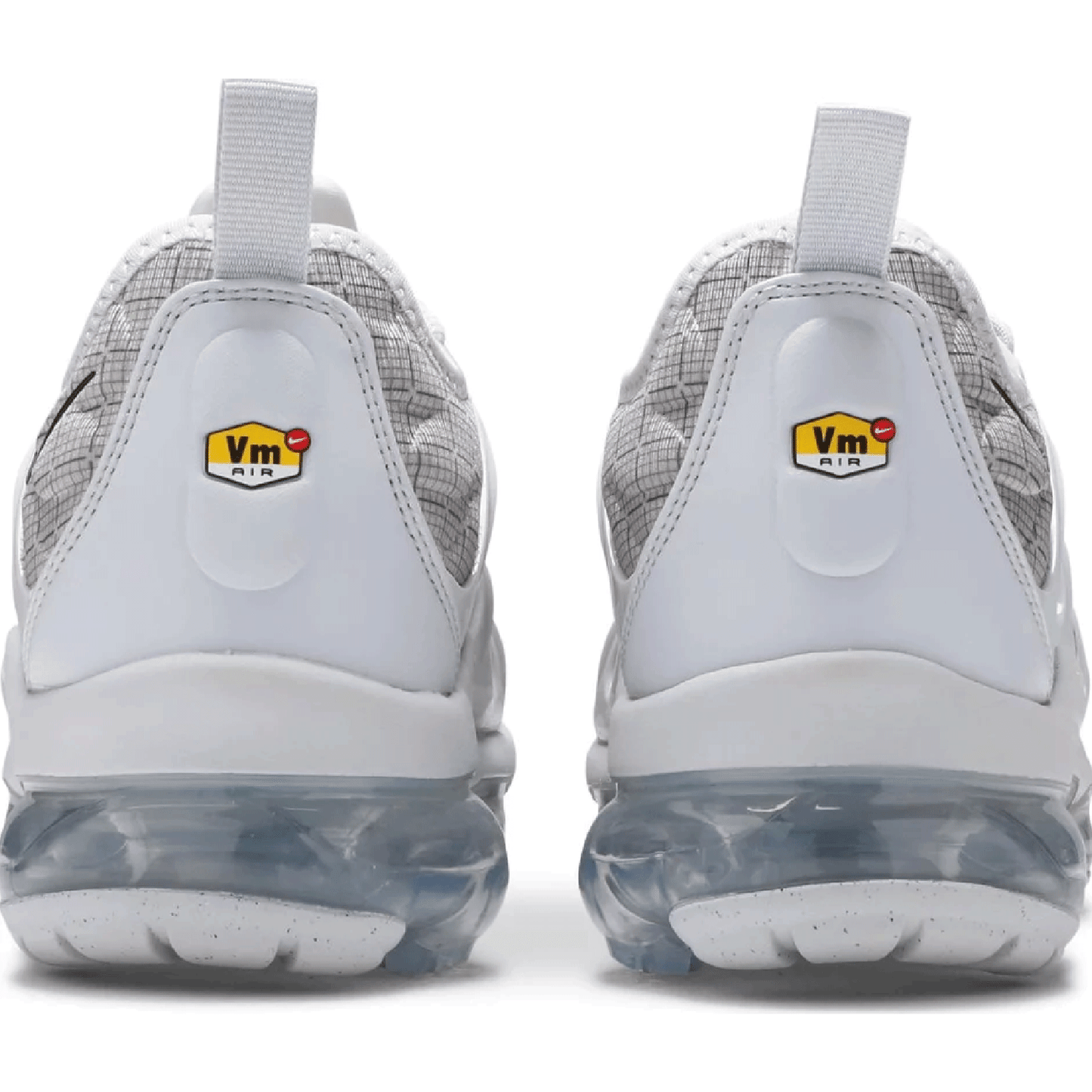This is the the back side of the pair of the Air Vapormax Plus Pure Platinum