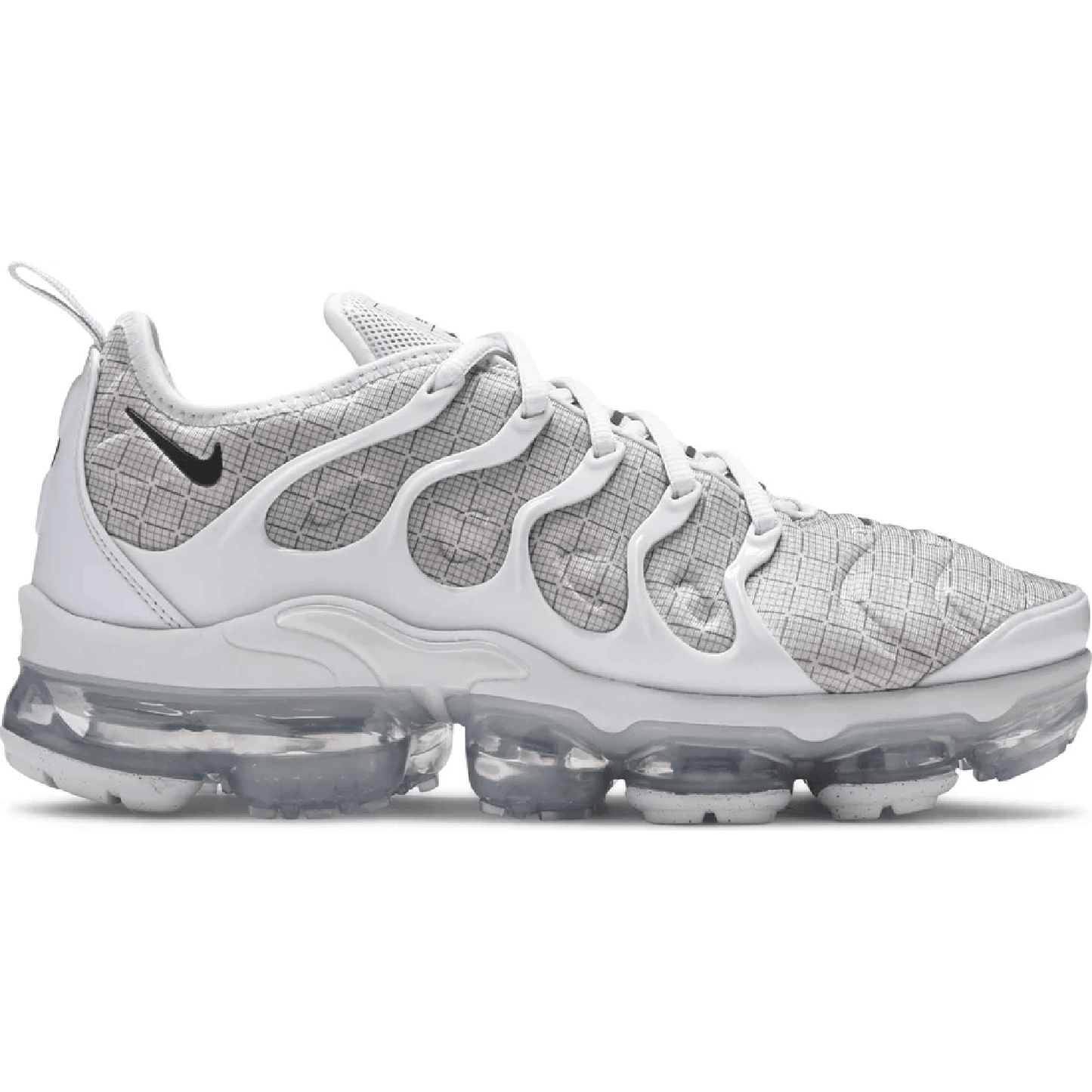 This is the right side of the Air Vapormax Plus Pure Platinum