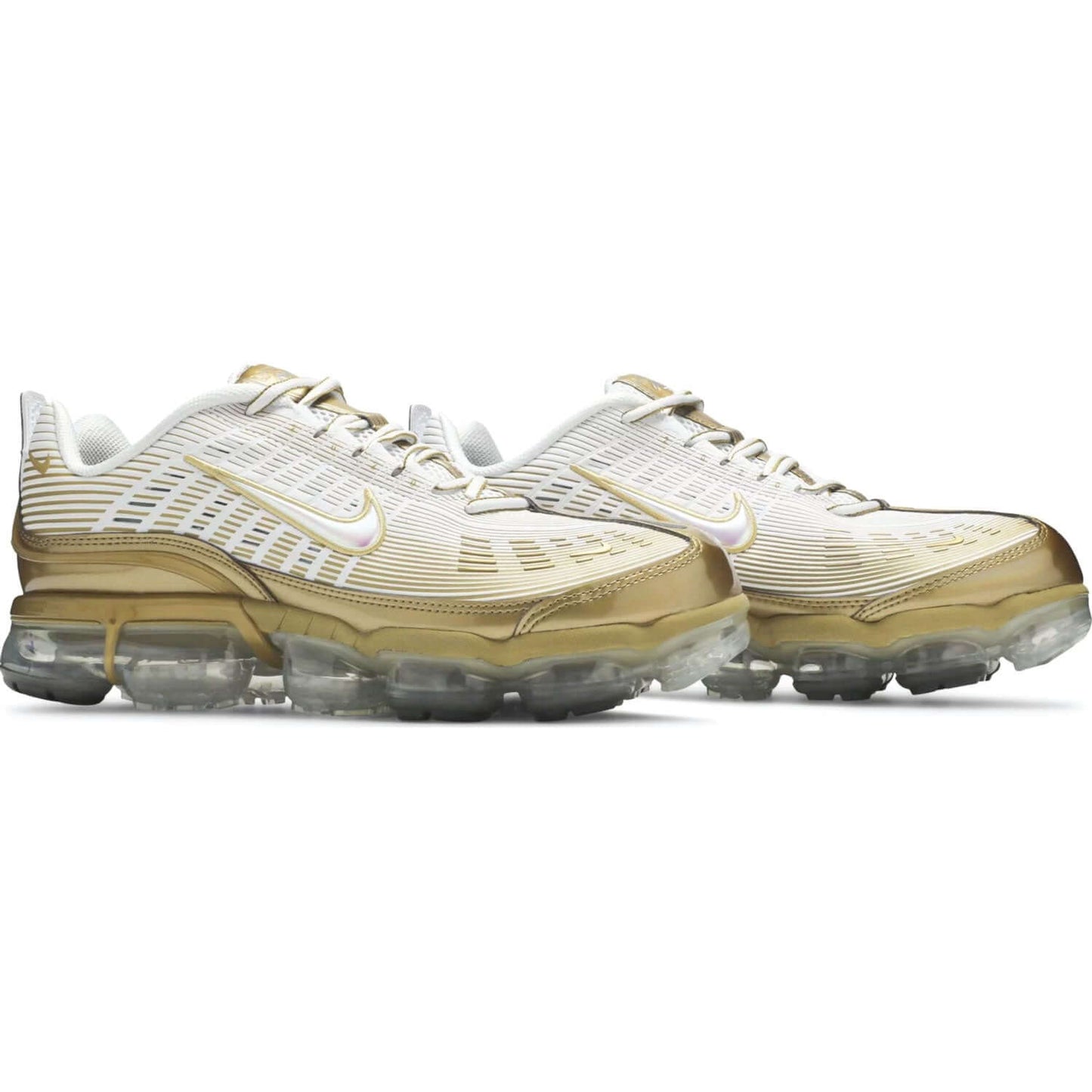 This is the front view of Air Vapormax 360 'White Metallic Gold'