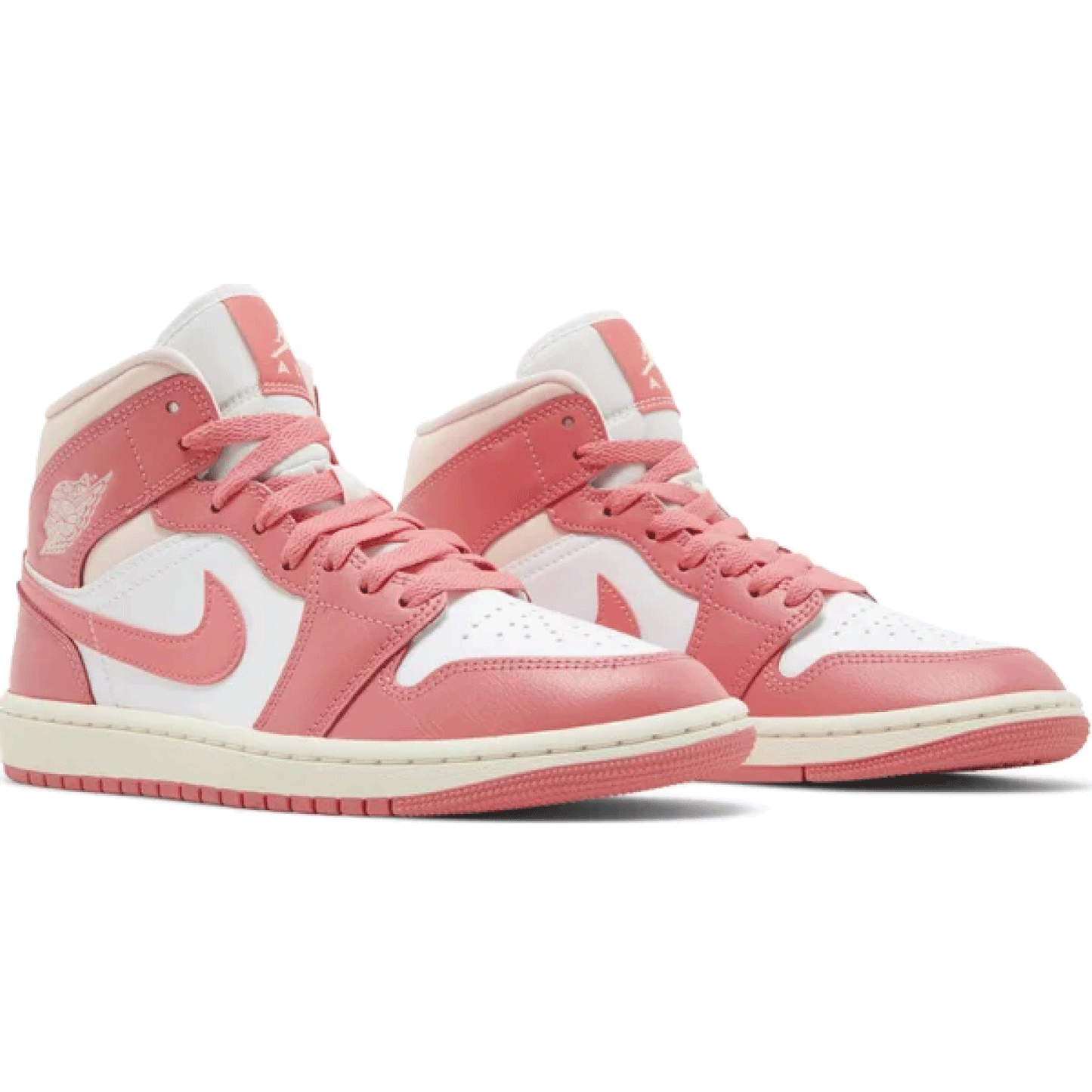 This is the pair of Wmns Air Jordan 1 Mid 'Strawberries and Cream'.Describe the beauty of Strawberries and Cream