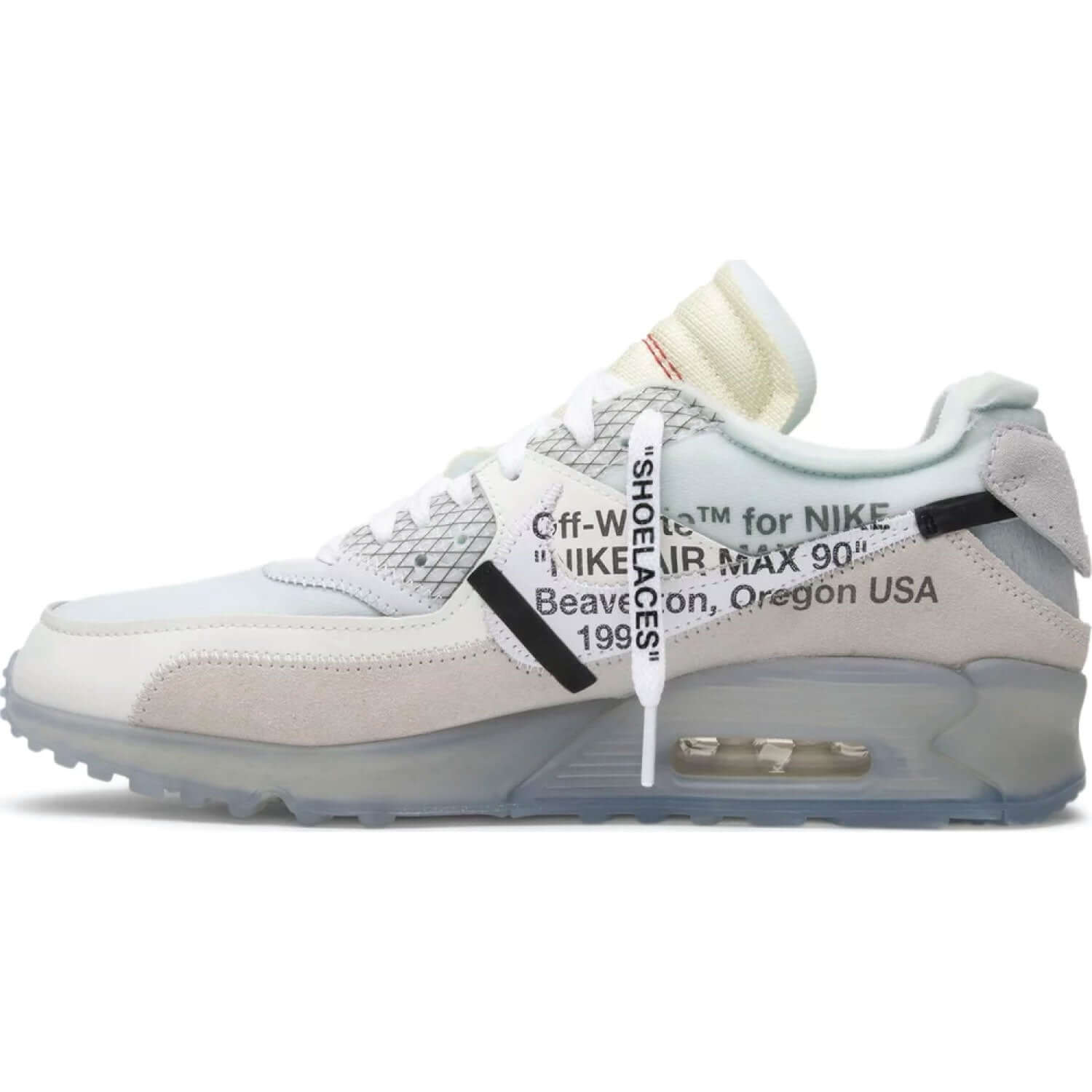This is the left side of the Off-White x Air Max 90 'The Ten'