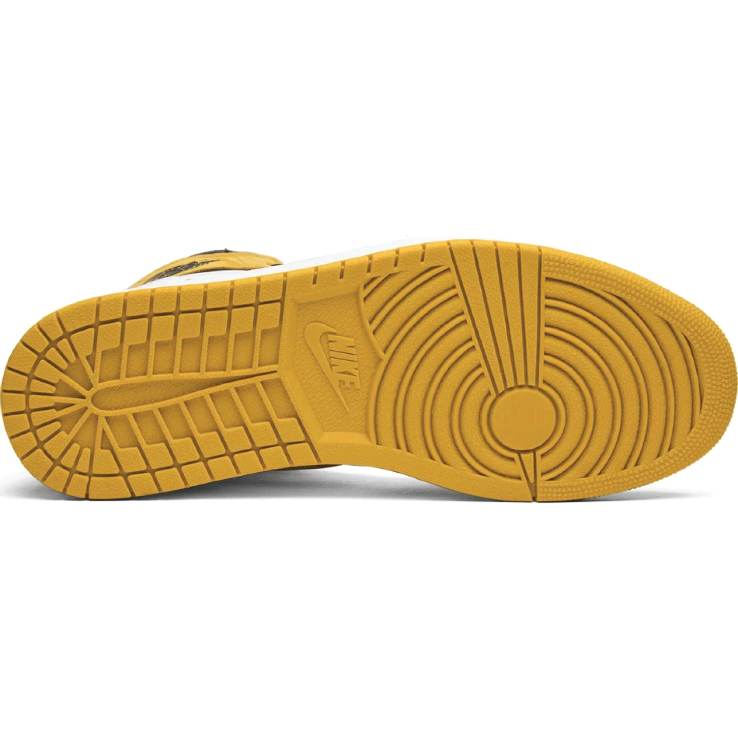 This is the lower side shoe of Air Jordan 1 Retro High OG 'Best Hand in the Game - Yellow Ochre'