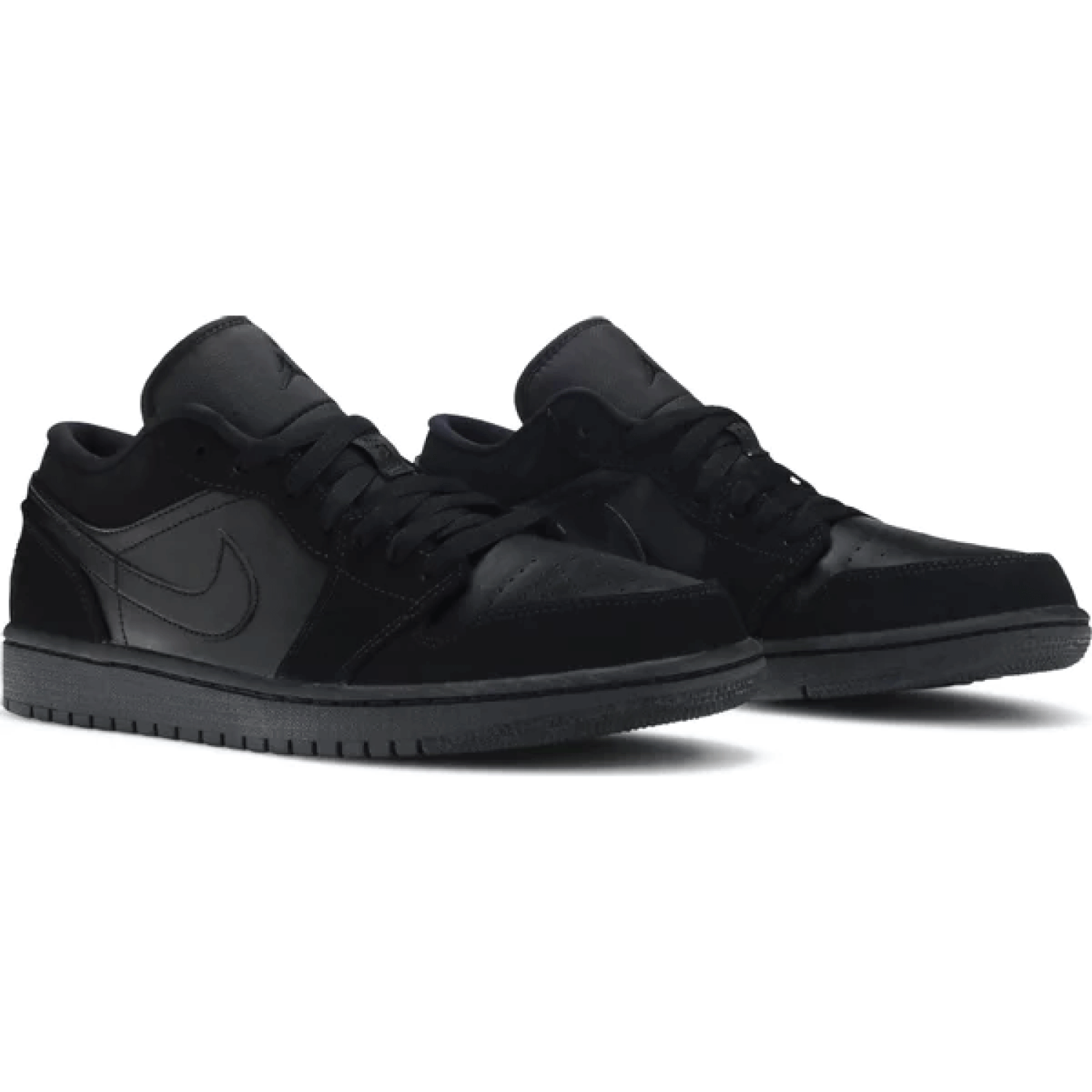 This is the pair of Air Jordan 1 Retro Low 'Triple Black'. Describe the beauty of Air Jordan 1 Retro Low 'Triple Black'