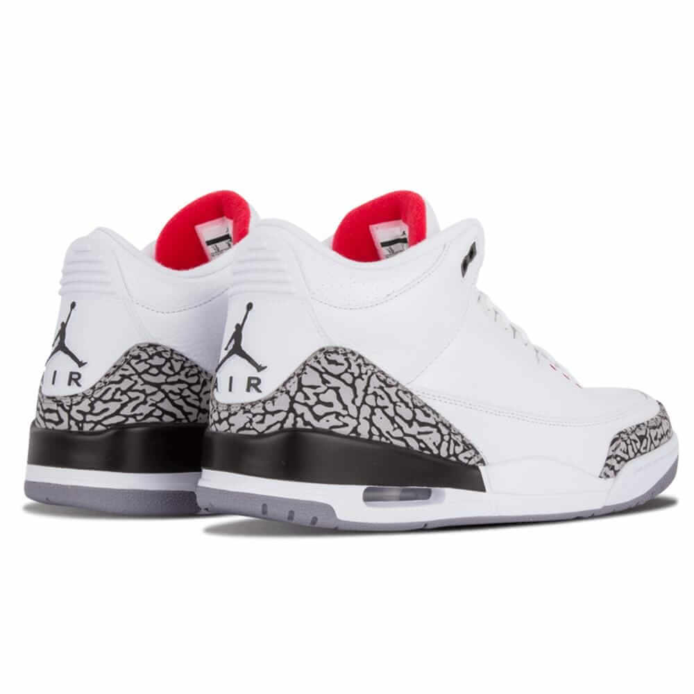 This is a back view of the pair of Air Jordan 3 Retro 88 White Cement