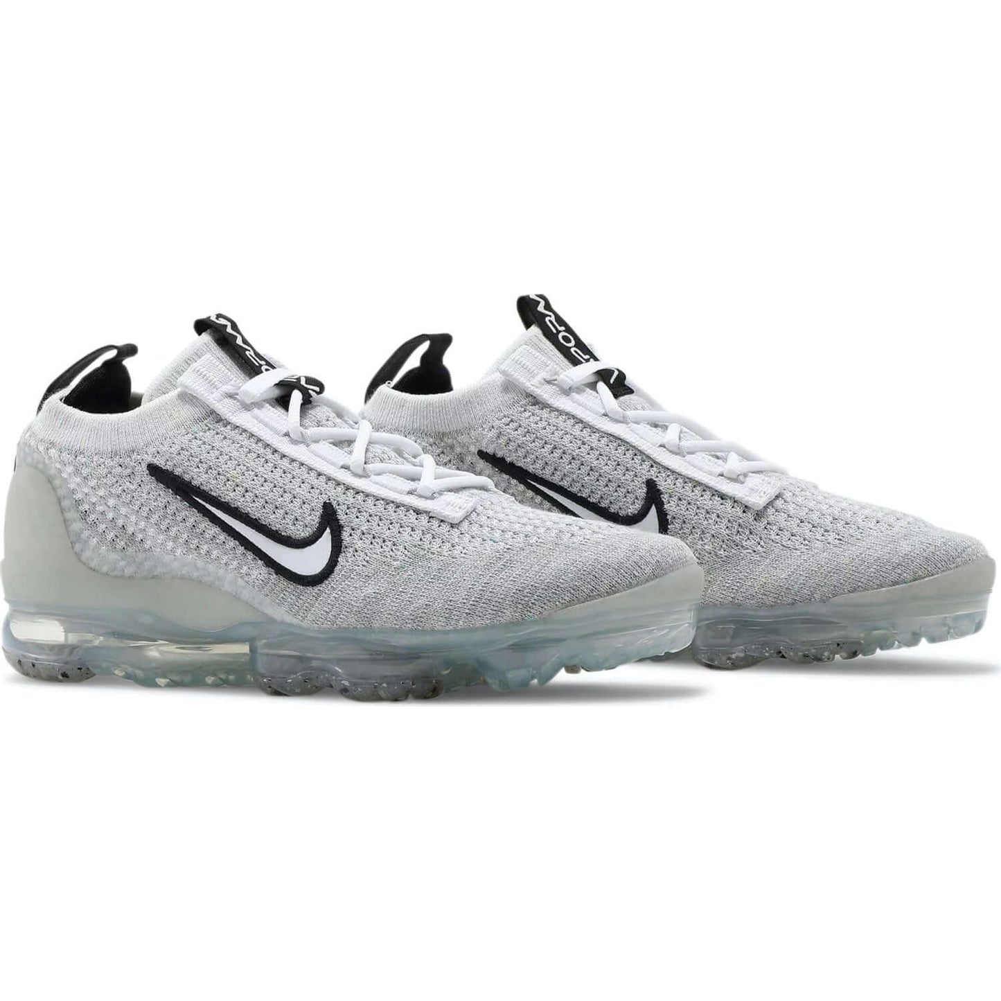 This is the front side of Air VaporMax 2021 Flyknit GS 'White Metallic Silver'