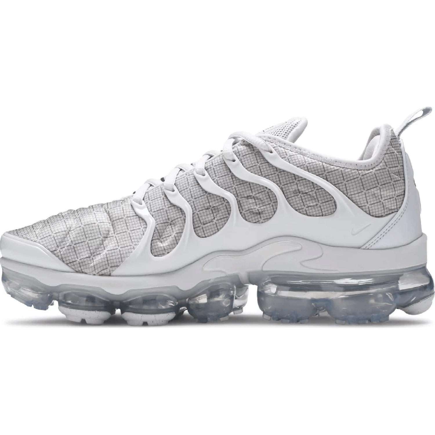 This is the left side of thenAir Vapormax Plus Pure Platinum