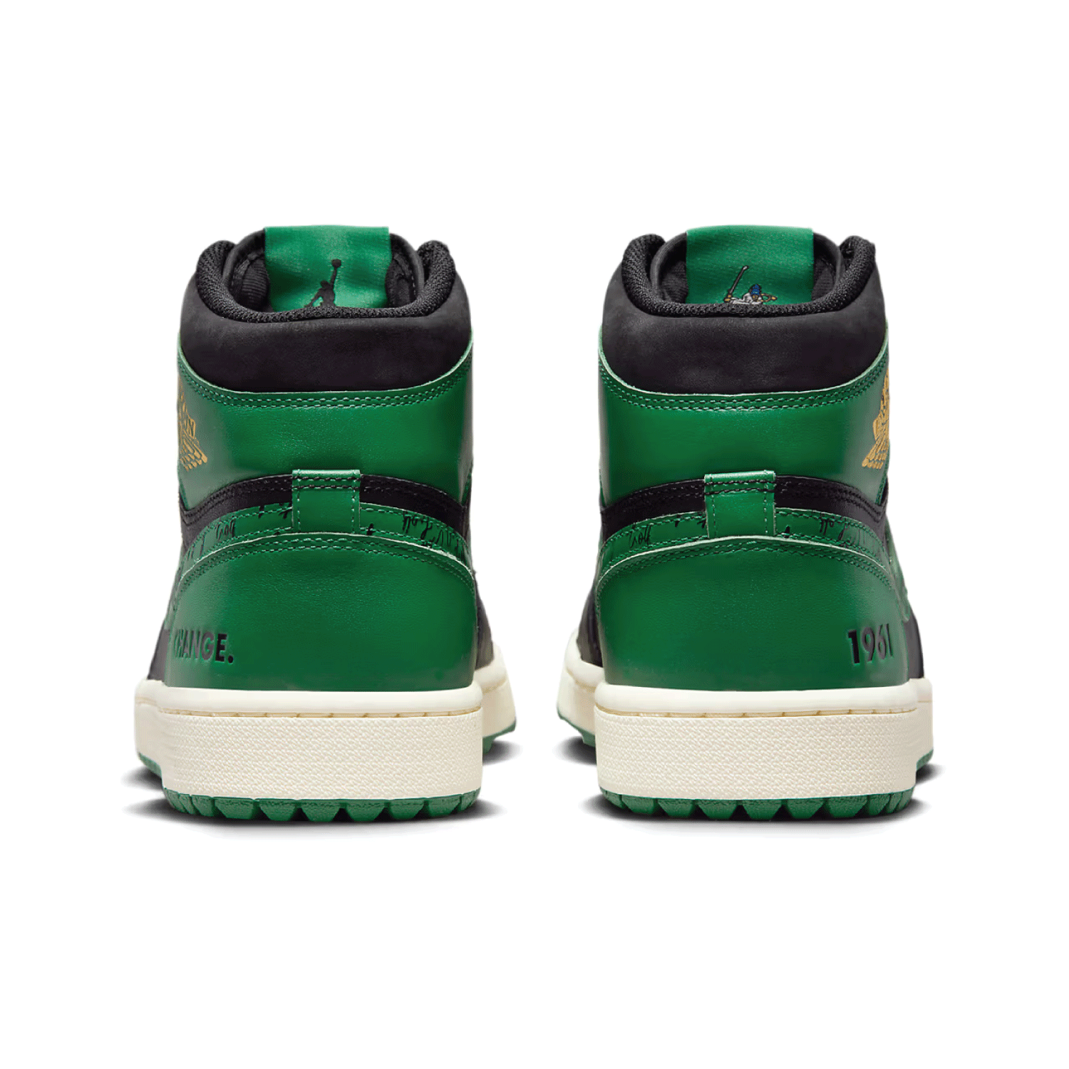 This is the back side shoe of Eastside Golf x Air Jordan 1 High Golf '1961'