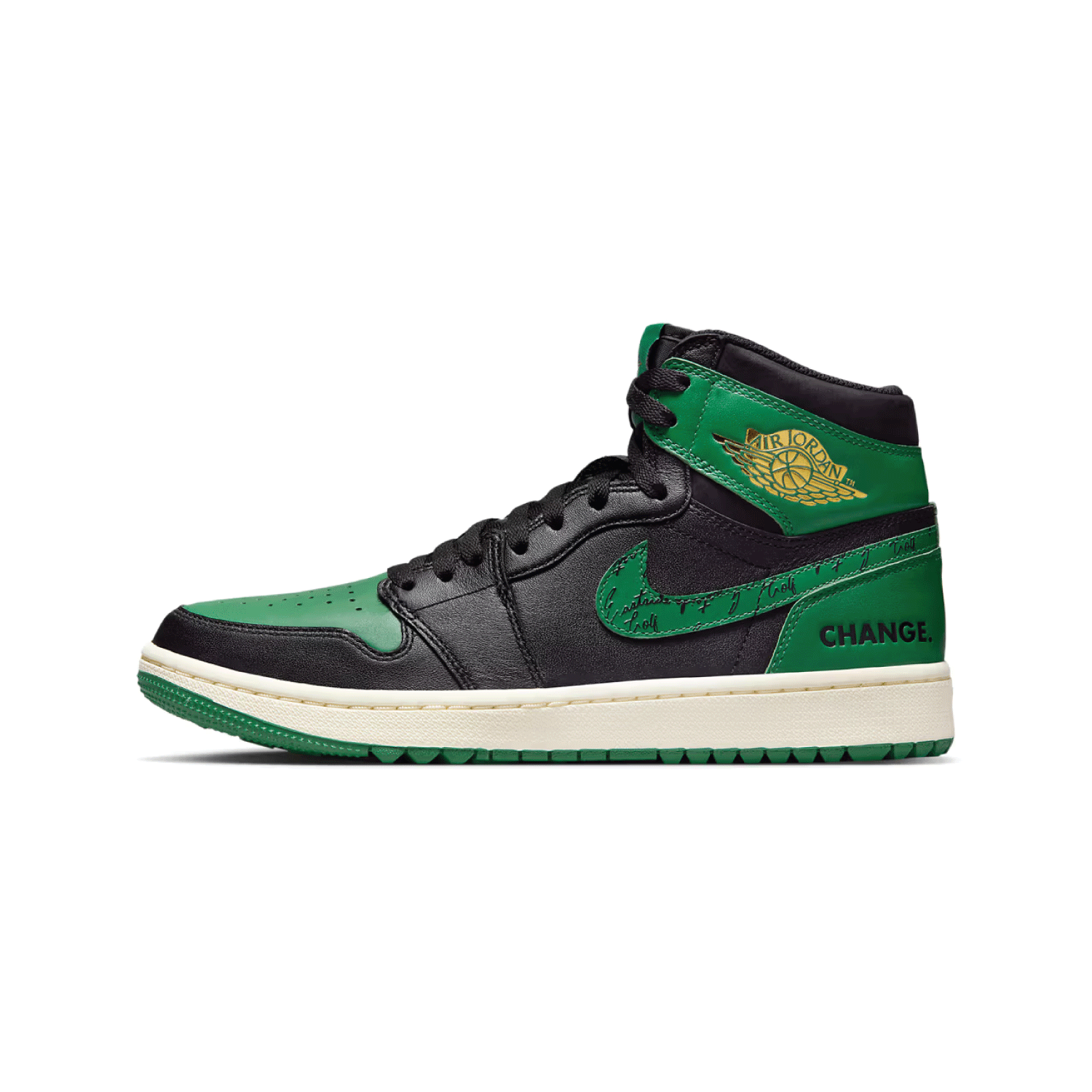 This is the left side shoe of Eastside Golf x Air Jordan 1 High Golf '1961'