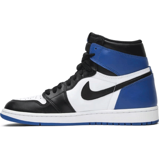 This is the left side shoe of Fragment Design x Air Jordan 1 Retro High OG