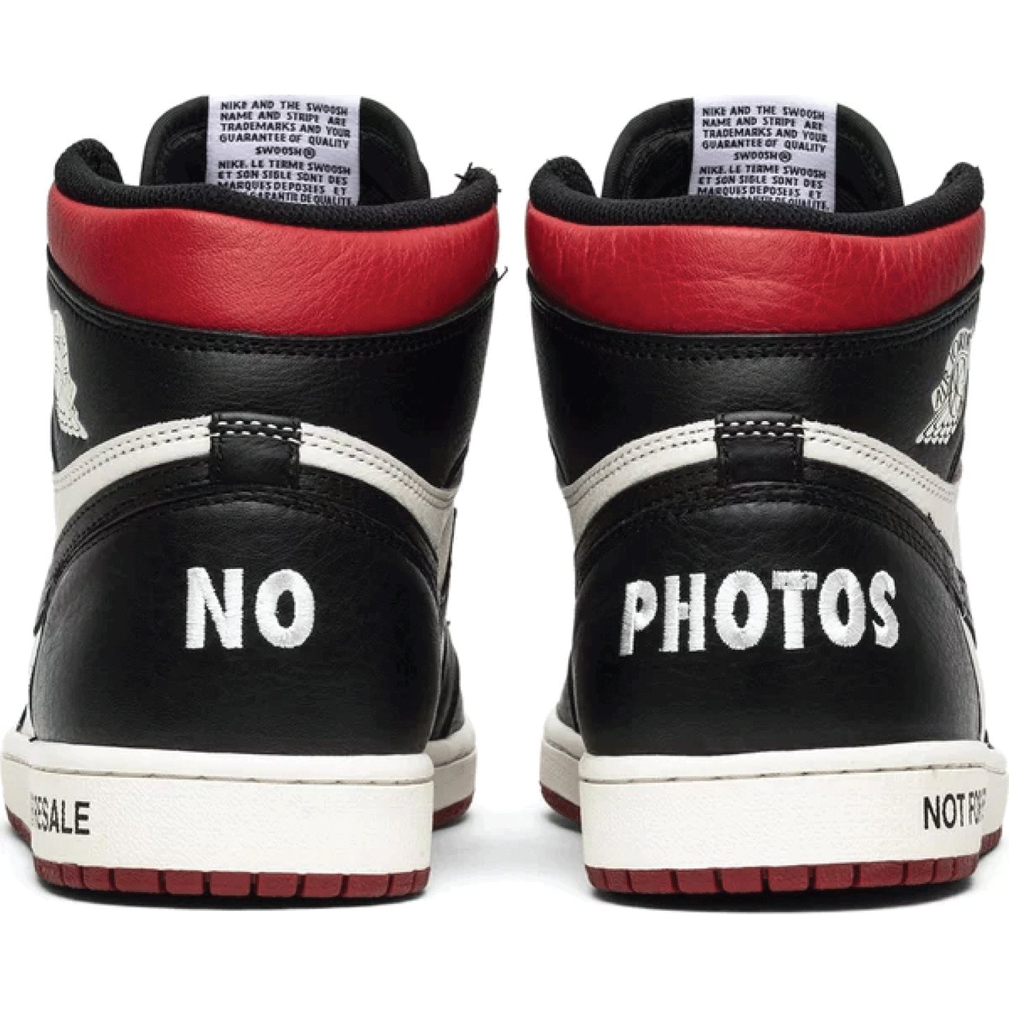 This is the back side shoe of Air Jordan 1 Retro High OG NRG 'Not For Resale'
