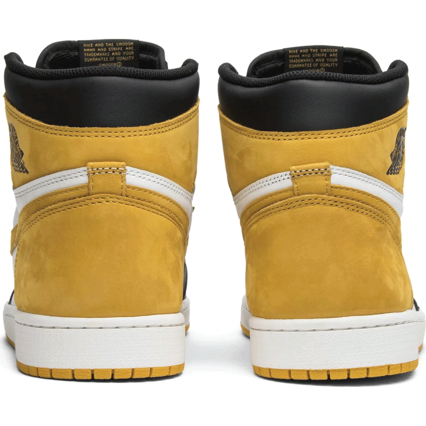 This is the back side shoe of Air Jordan 1 Retro High OG 'Best Hand in the Game - Yellow Ochre'