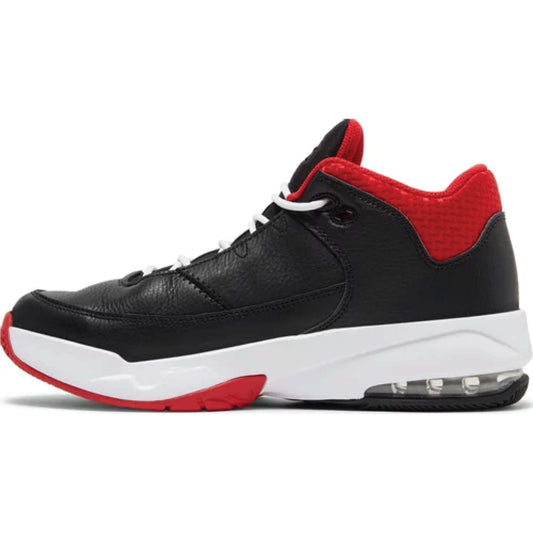 This is the left shoe of Jordan Max Aura 3 'Bred'.