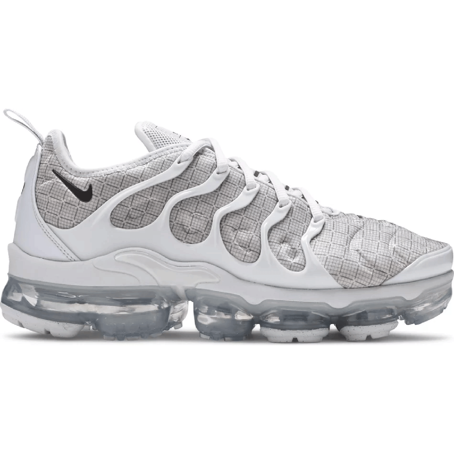 This is the right side of the Air Vapormax Plus Pure Platinum