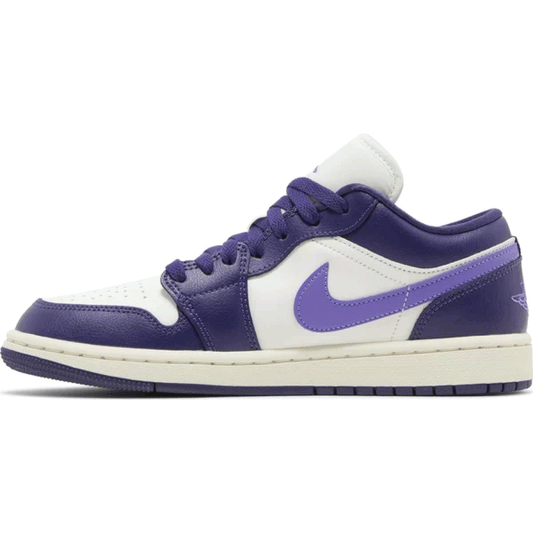 This is the left side shoe of Wmns Air Jordan 1 Low Sky J Purple