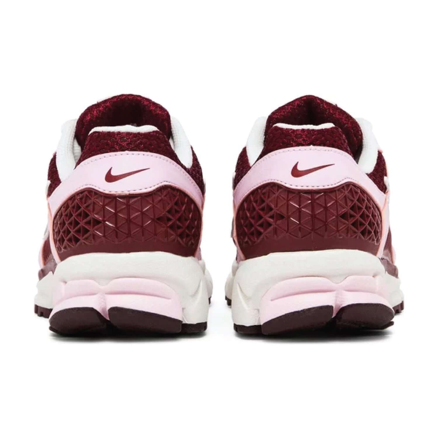 This is the back side shoe of Wmns Air Zoom Vomero 5 'Pink Foam Team Red'.