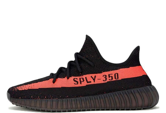 This is the left side of the Yeezy Boost 350 V2 Red